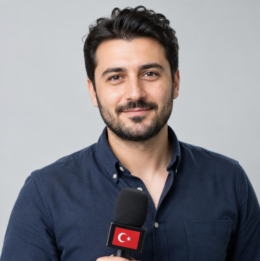 Studio portrait of a Turkish man field reporter